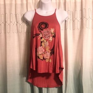 Hippie Chic Rose Tank W/Anchor & Floral Design (L)